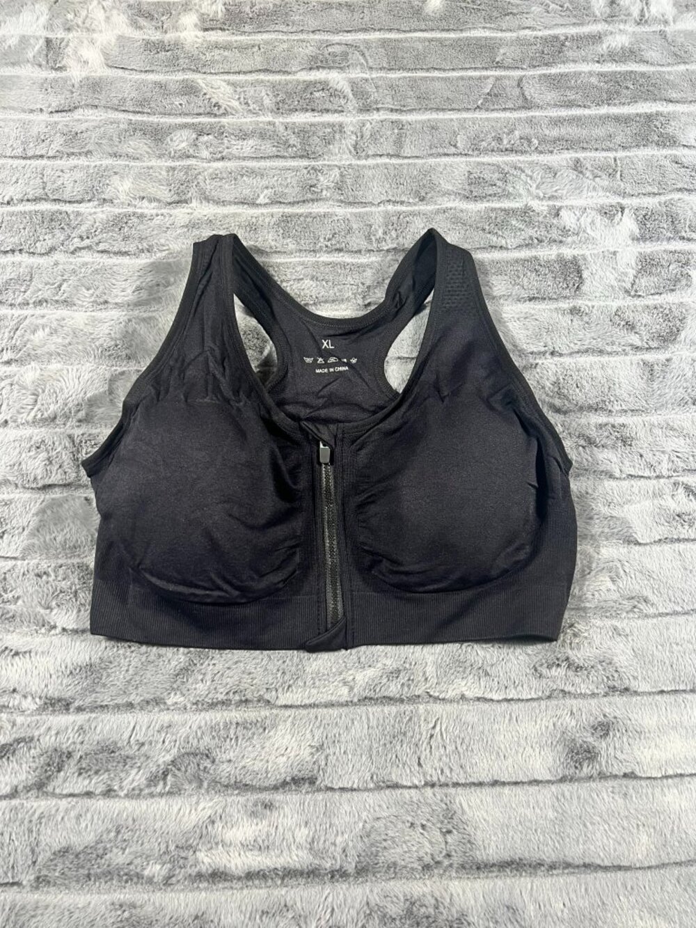 WANAYOU Women's Zip Front Sports Bra XL Post-Surgery Bra, Yoga Sports Bra (Black
